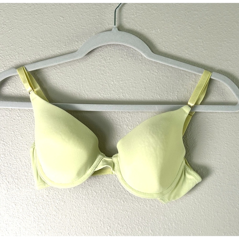 Victoria's Secret Bra Size 34B Yellow Nylon Spandex Underwire Padded
